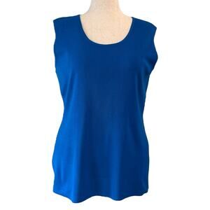 NWT Misook Classic Knit Scoop Tank Top Algean Blue, Women's 0X